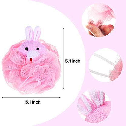 Boao 8-Piece Kids Bath Loofahs - Cute Animal Sponge Poufs for Fun, Gentle Body Scrubbing Avelisse