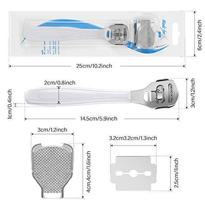 52 Pieces Callus Shaver Set - Stainless Steel Foot File with 50 Replacement Blades for Hard Skin Removal