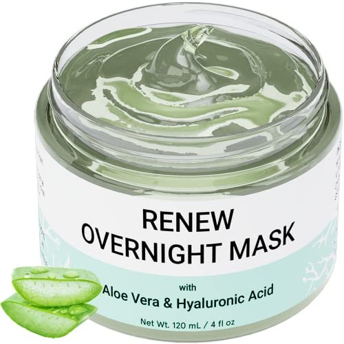 Doppeltree RENEW Overnight Face Mask with Aloe Vera Gel & Hyaluronic Acid - Anti Aging Hydrating Night Mask for All Skin Types, 4 Fl Oz Avelisse