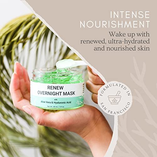 Doppeltree RENEW Overnight Face Mask with Aloe Vera Gel & Hyaluronic Acid - Anti Aging Hydrating Night Mask for All Skin Types, 4 Fl Oz Avelisse