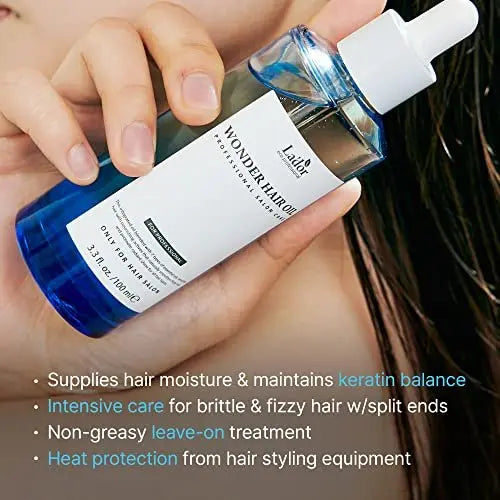LA'DOR Wonder Hair Oil Anti-Frizz Leave-In Lightweight Protein Conditioner with Squalane, Argan & Avocado Oil for Dry, Static, Damaged, Bleached Hair – Heat Protectant Treatment, 3.3 Fl Oz Avelisse