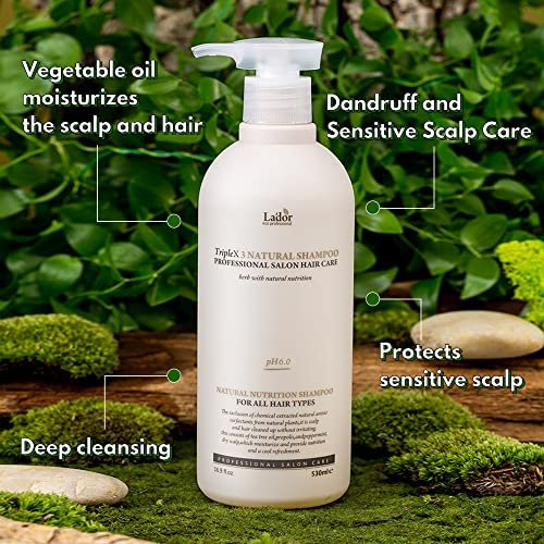 LA'DOR TripleX 3 Deep Cleansing Shampoo for Dry Itchy Sensitive Scalp & Dandruff - Sulfate-Free with Tea Tree, Lemon & Lavender - Korean Hair Care - 17.9 Fl Oz - görsel 5