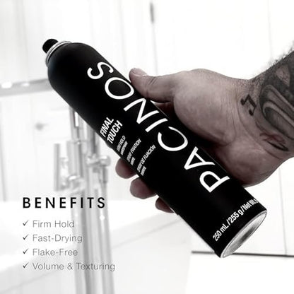 Pacinos Final Touch Hairspray - Firm Hold, Anti-Frizz, Flake Free Aerosol for Volume & Texture Avelisse