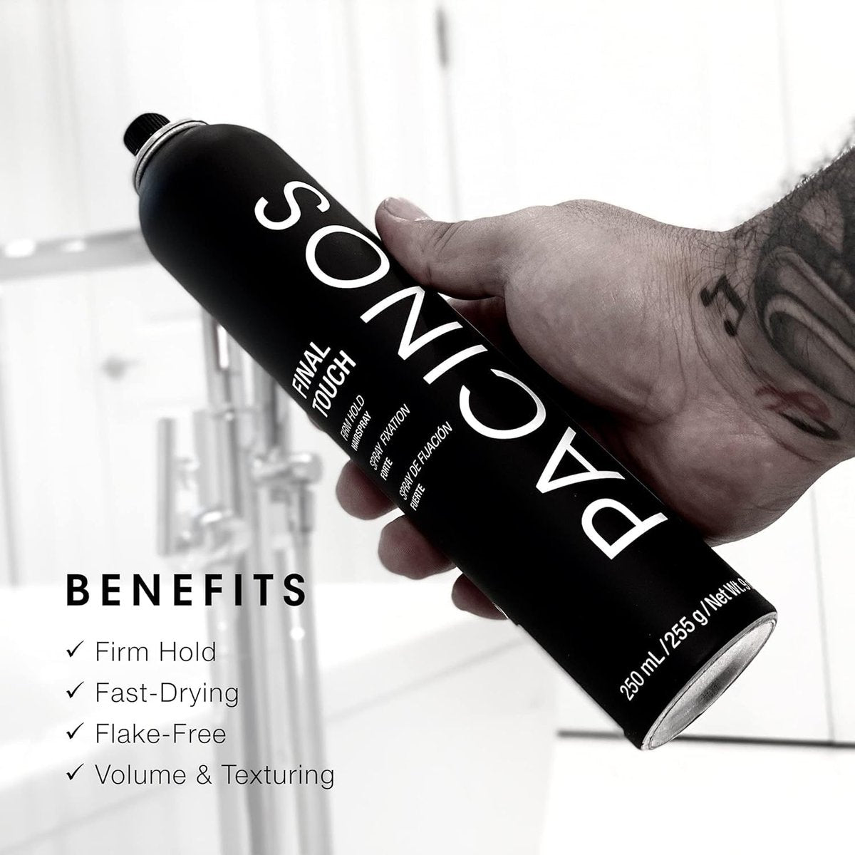 Pacinos Final Touch Hairspray - Firm Hold, Anti-Frizz, Flake Free Aerosol for Volume & Texture Avelisse