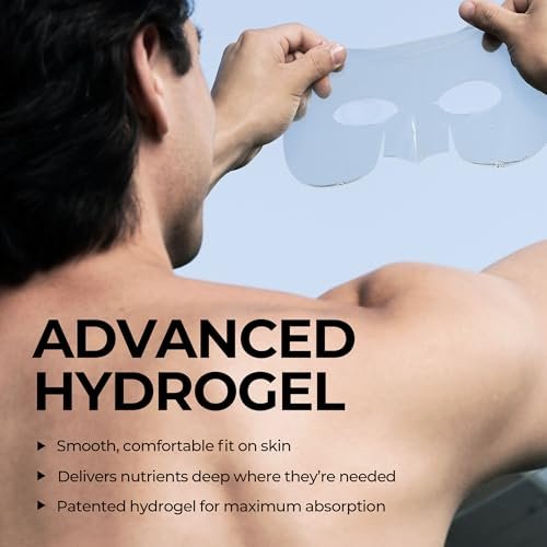 HommeFace Men’s Revitalizing Hydrogel Facial Mask Set (5ct) - Hydrating, Beard-Friendly, Anti-Aging, Soothing Face Sheet Masks with Hyaluronic Acid, Vitamins & Peptides - görsel 8