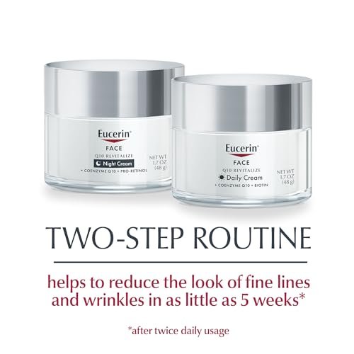 Eucerin Q10 Anti-Wrinkle Face Cream Set – Day Cream with Biotin & Night Cream with Pro-Retinol, 1.7 oz Each (Pack of 2) Avelisse