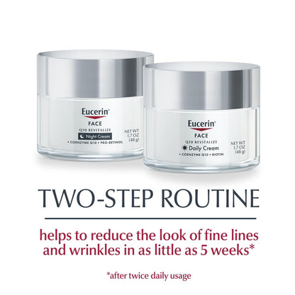 Eucerin Q10 Anti-Wrinkle Face Cream Set – Day Cream with Biotin & Night Cream with Pro-Retinol, 1.7 oz Each (Pack of 2) Avelisse