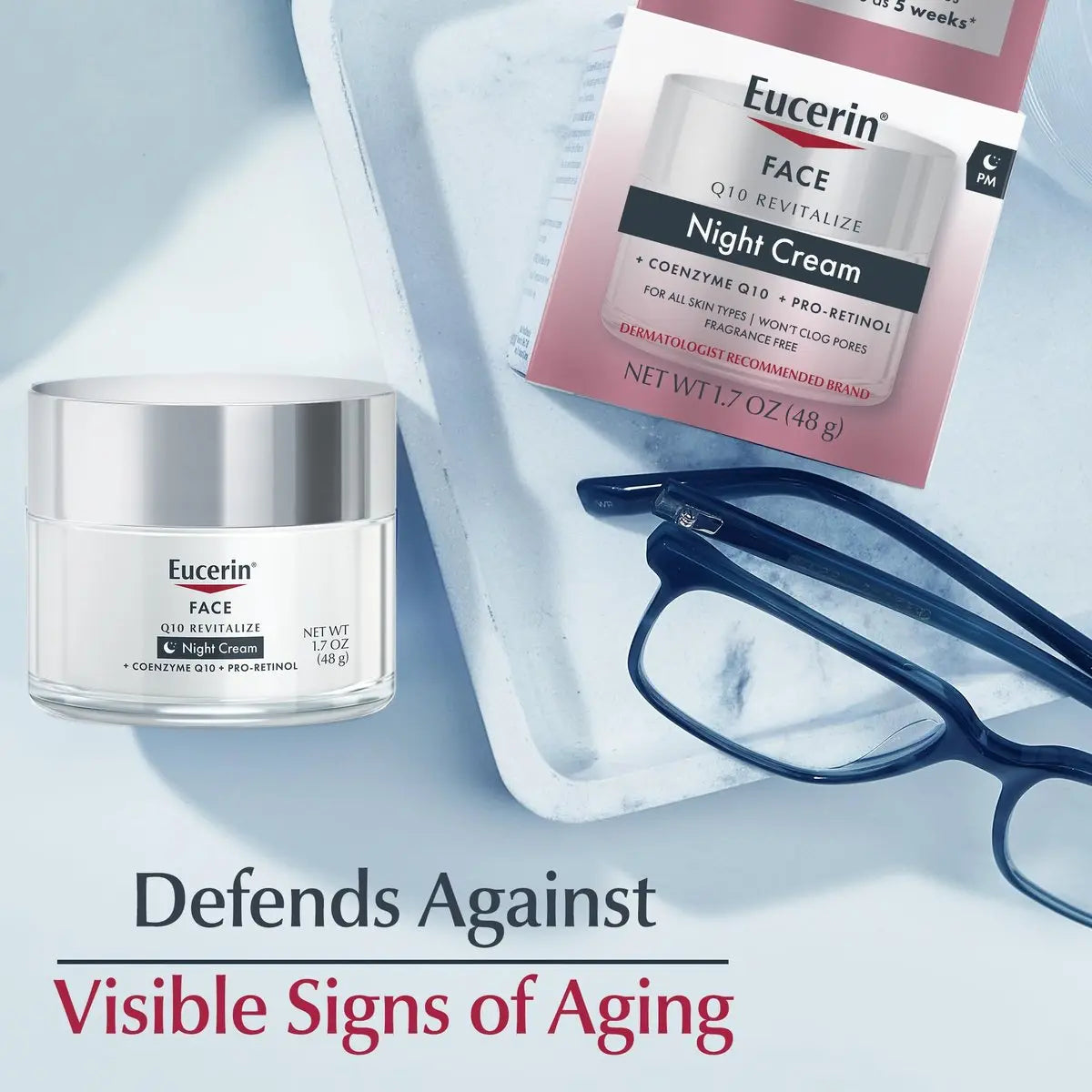 Eucerin Q10 Anti-Wrinkle Night Cream + Pro-Retinol – Facial Moisturizer for Sensitive Skin, 1.7 oz Jar Avelisse