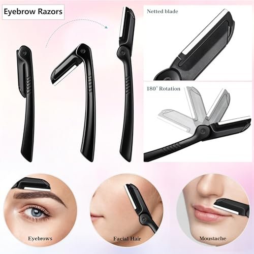 5-in-1 Professional Eyebrow Grooming Set for Women and Men - Stainless Steel Eyebrow Razor, Trimmer, Brush, Scissors & Slant Tweezers - görsel 8
