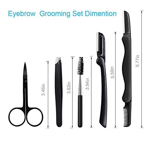 5-in-1 Professional Eyebrow Grooming Set for Women and Men - Stainless Steel Eyebrow Razor, Trimmer, Brush, Scissors & Slant Tweezers - görsel 14