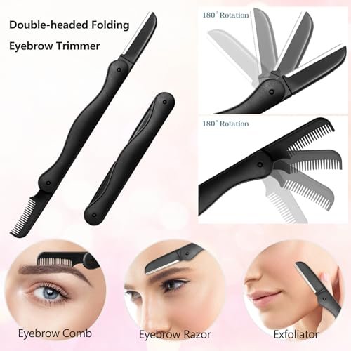 5-in-1 Professional Eyebrow Grooming Set for Women and Men - Stainless Steel Eyebrow Razor, Trimmer, Brush, Scissors & Slant Tweezers - görsel 4