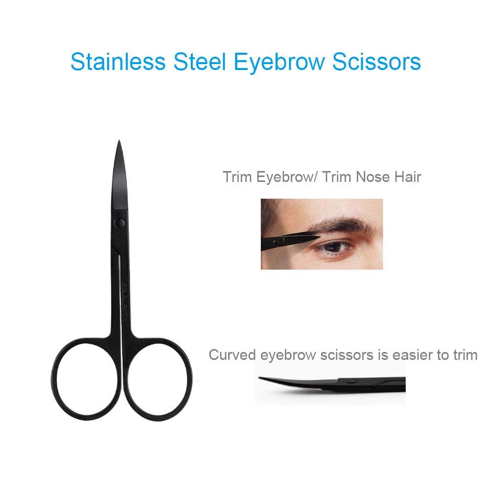 5-in-1 Professional Eyebrow Grooming Set for Women and Men - Stainless Steel Eyebrow Razor, Trimmer, Brush, Scissors & Slant Tweezers - görsel 5