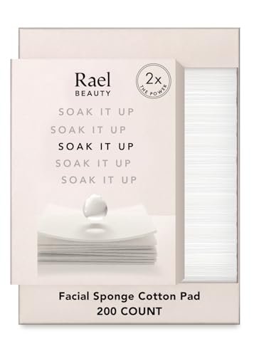 Rael Cotton Pads for Face - 200 Count Square Facial Sponge, Lint-Free, Soft & Thin, Korean Skincare Essential for Toner & Makeup Remover