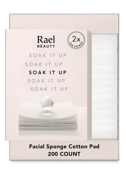 Rael Cotton Pads for Face - 200 Count Square Facial Sponge, Lint-Free, Soft & Thin, Korean Skincare Essential for Toner & Makeup Remover