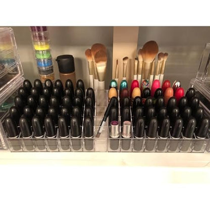Hedume 2 Pack Acrylic Lipstick & Makeup Organizer – 40 Slot Clear Cosmetic Display Case for Brushes, Bottles & More Avelisse