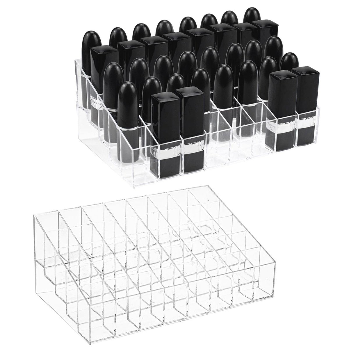 Hedume 2 Pack Acrylic Lipstick & Makeup Organizer – 40 Slot Clear Cosmetic Display Case for Brushes, Bottles & More Avelisse