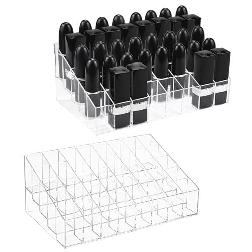 Hedume 2 Pack Acrylic Lipstick & Makeup Organizer – 40 Slot Clear Cosmetic Display Case for Brushes, Bottles & More Avelisse