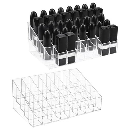 Hedume 2 Pack Acrylic Lipstick & Makeup Organizer – 40 Slot Clear Cosmetic Display Case for Brushes, Bottles & More Avelisse