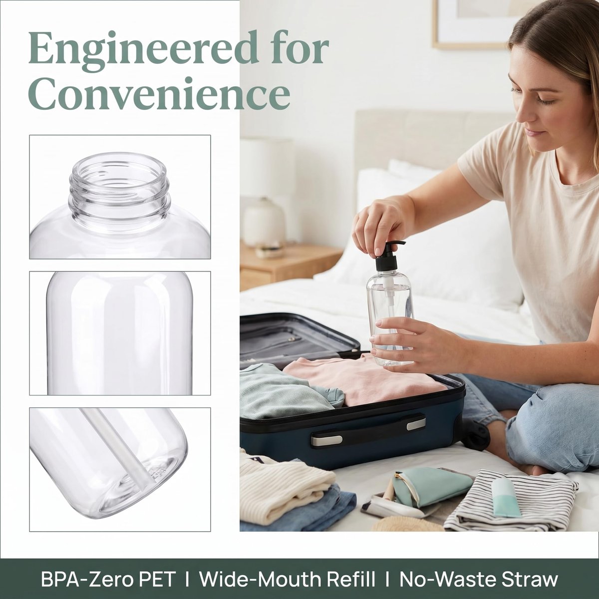 Bekith 16 Pack Empty Plastic Pump Bottles Dispenser, 8 oz Clear Refillable Bottles for Hand Soap, Lotion, Shampoo, Conditioner, and Essential Oils Avelisse