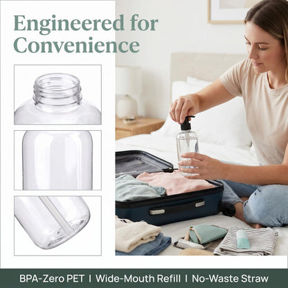Bekith 16 Pack Empty Plastic Pump Bottles Dispenser, 8 oz Clear Refillable Bottles for Hand Soap, Lotion, Shampoo, Conditioner, and Essential Oils Avelisse
