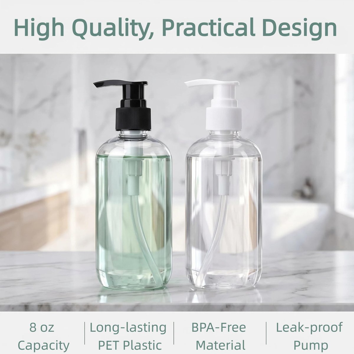 Bekith 16 Pack Empty Plastic Pump Bottles Dispenser, 8 oz Clear Refillable Bottles for Hand Soap, Lotion, Shampoo, Conditioner, and Essential Oils Avelisse