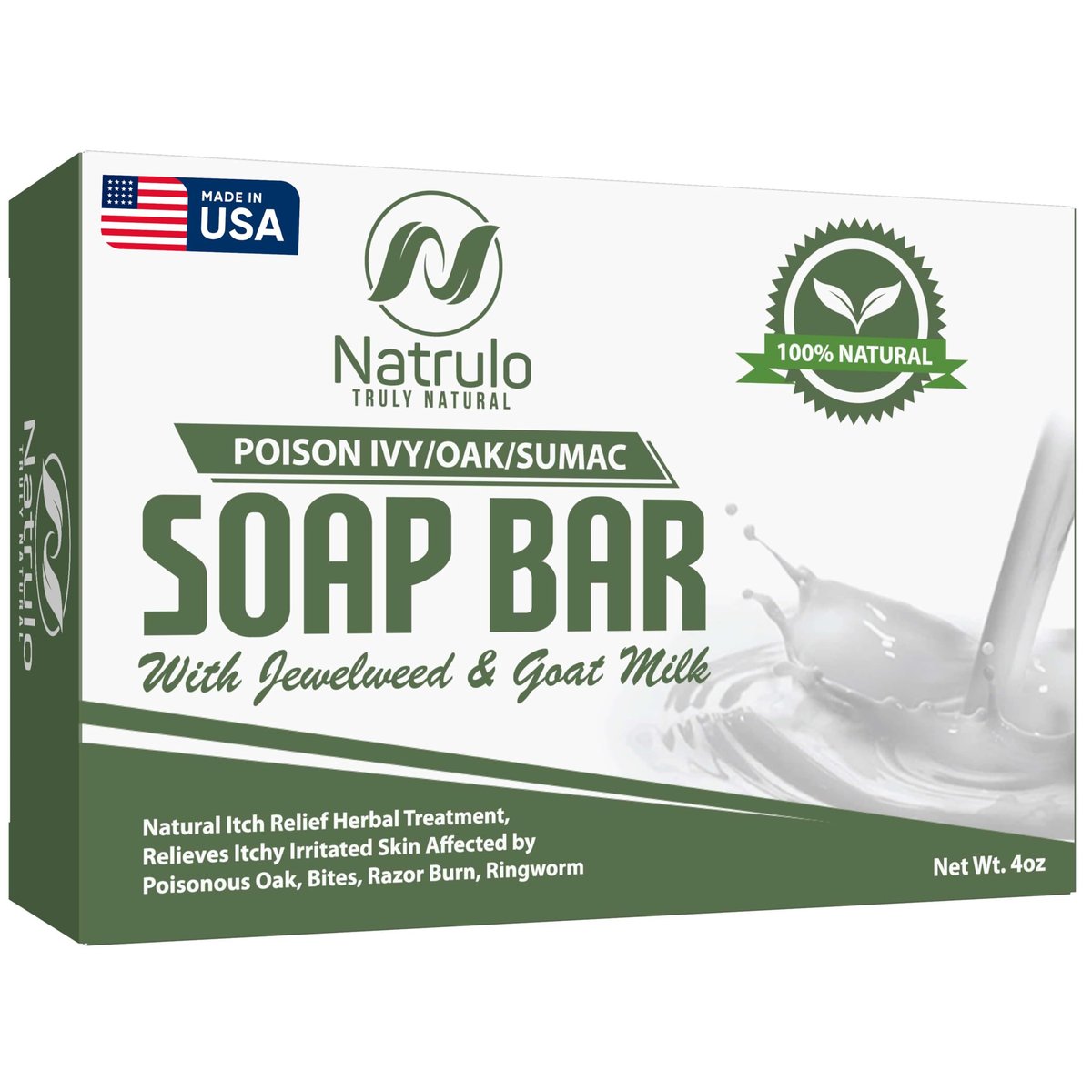 Natrulo Poison Ivy Soap Bar with Jewelweed – Natural Itch Relief for Poison Ivy, Oak, Sumac, Bug Bites, Razor Burn & Ringworm - görsel 1
