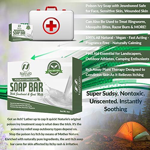 Natrulo Poison Ivy Soap Bar with Jewelweed – Natural Itch Relief for Poison Ivy, Oak, Sumac, Bug Bites, Razor Burn & Ringworm - görsel 4