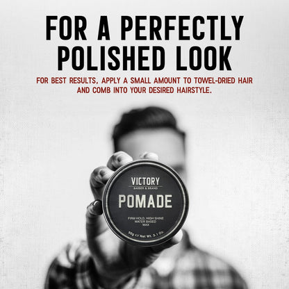 Victory Barber & Brand Pomade for Men - Water Based Pomade, High Shine Hair Wax, Strong Hold, 3.1 oz, Made in USA Avelisse