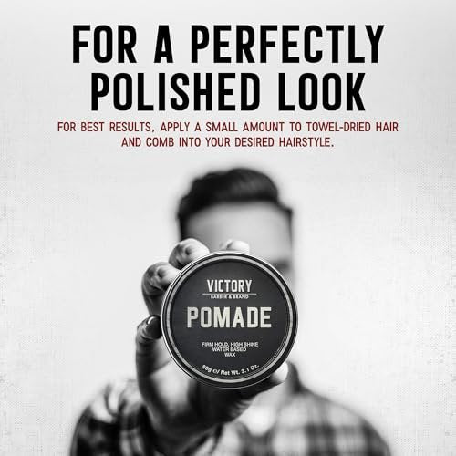 Victory Barber & Brand Pomade for Men - Water Based Pomade, High Shine Hair Wax, Strong Hold, 3.1 oz, Made in USA Avelisse