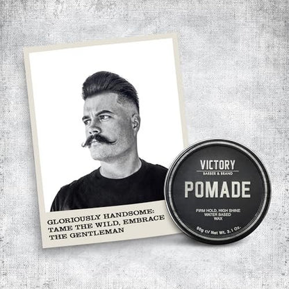 Victory Barber & Brand Pomade for Men - Water Based Pomade, High Shine Hair Wax, Strong Hold, 3.1 oz, Made in USA Avelisse