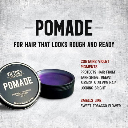 Victory Barber & Brand Pomade for Men - Water Based Pomade, High Shine Hair Wax, Strong Hold, 3.1 oz, Made in USA Avelisse