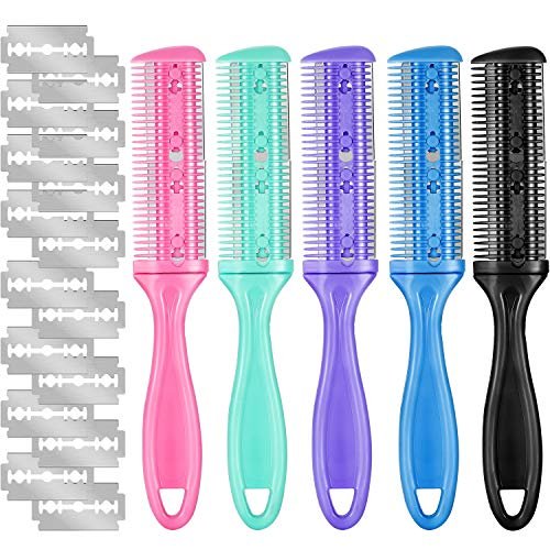 Boao 5-Piece Dual-Sided Cutting Scissors Set with 20 Razors and Thinning Comb for Precision Haircuts (5 Colors) - görsel 2