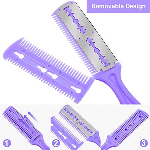 Boao 5-Piece Dual-Sided Cutting Scissors Set with 20 Razors and Thinning Comb for Precision Haircuts (5 Colors) - görsel 6