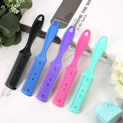 Boao 5-Piece Dual-Sided Cutting Scissors Set with 20 Razors and Thinning Comb for Precision Haircuts (5 Colors)