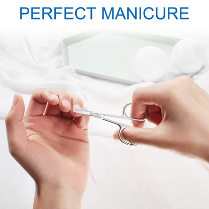 3-Piece Curved Cuticle Scissors - Stainless Steel Manicure Shears for Nail, Eyebrow, Eyelash & Facial Hair Grooming
