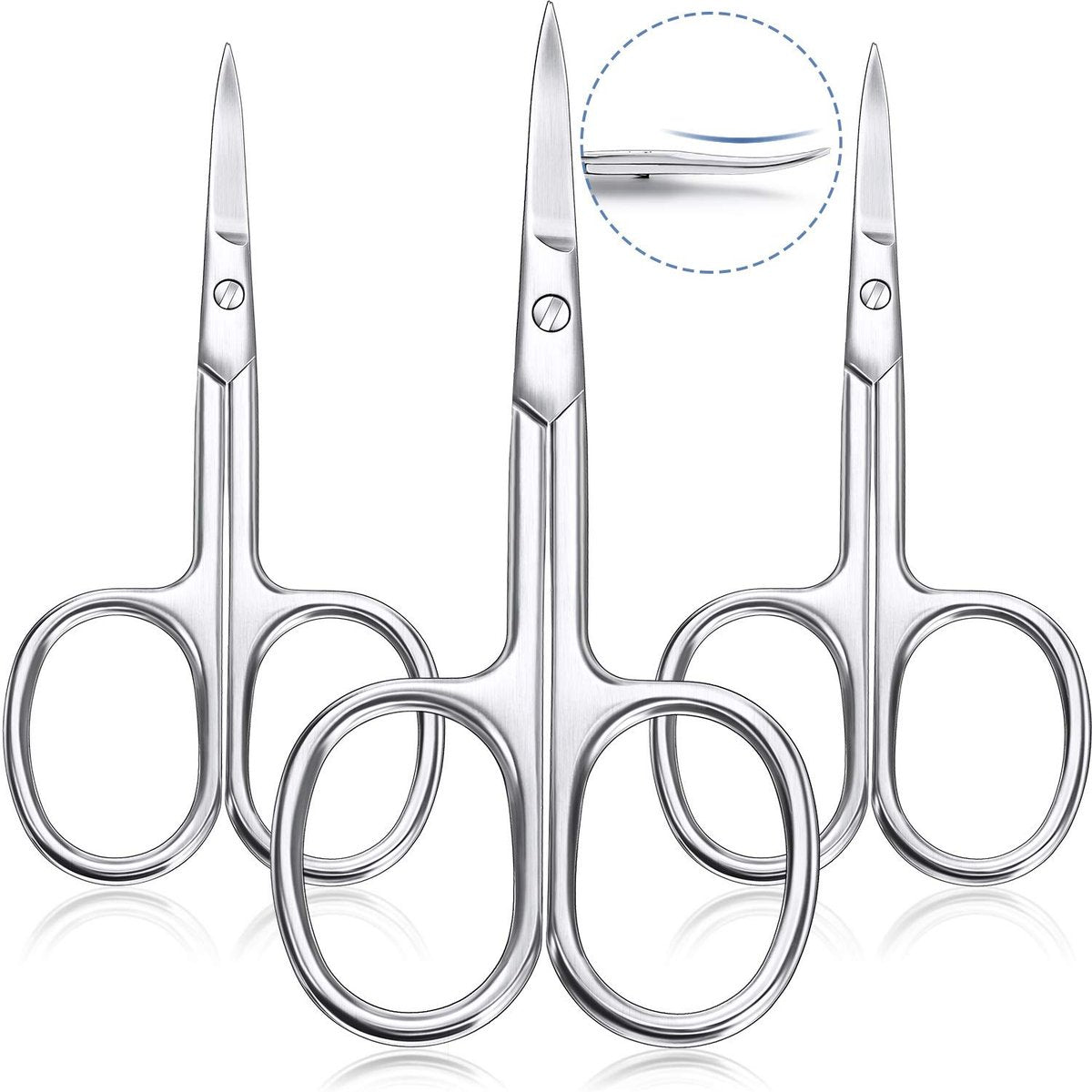 3-Piece Curved Cuticle Scissors - Stainless Steel Manicure Shears for Nail, Eyebrow, Eyelash & Facial Hair Grooming - görsel 1