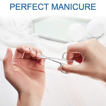 3-Piece Curved Cuticle Scissors - Stainless Steel Manicure Shears for Nail, Eyebrow, Eyelash & Facial Hair Grooming