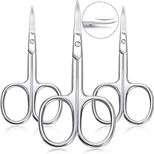 3-Piece Curved Cuticle Scissors - Stainless Steel Manicure Shears for Nail, Eyebrow, Eyelash & Facial Hair Grooming - görsel 2