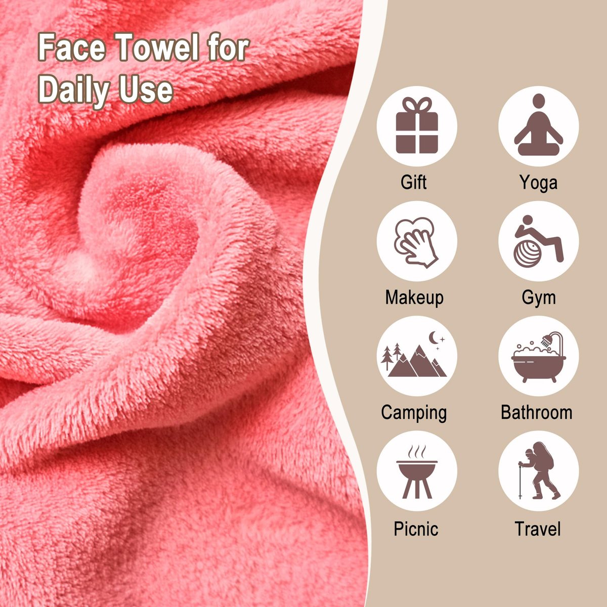 KODAMO Reusable Makeup Remover Cloths - 12 Pack Gentle Microfiber Face Wash Cloths, Pink - görsel 7