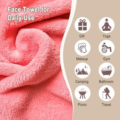 KODAMO Reusable Makeup Remover Cloths - 12 Pack Gentle Microfiber Face Wash Cloths, Pink