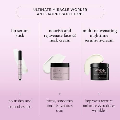 philosophy ultimate miracle worker multi-rejuvenating nighttime serum-in-cream face moisturizer with retinol - targets all major signs of aging including fine lines & wrinkles - 2 fl oz Avelisse