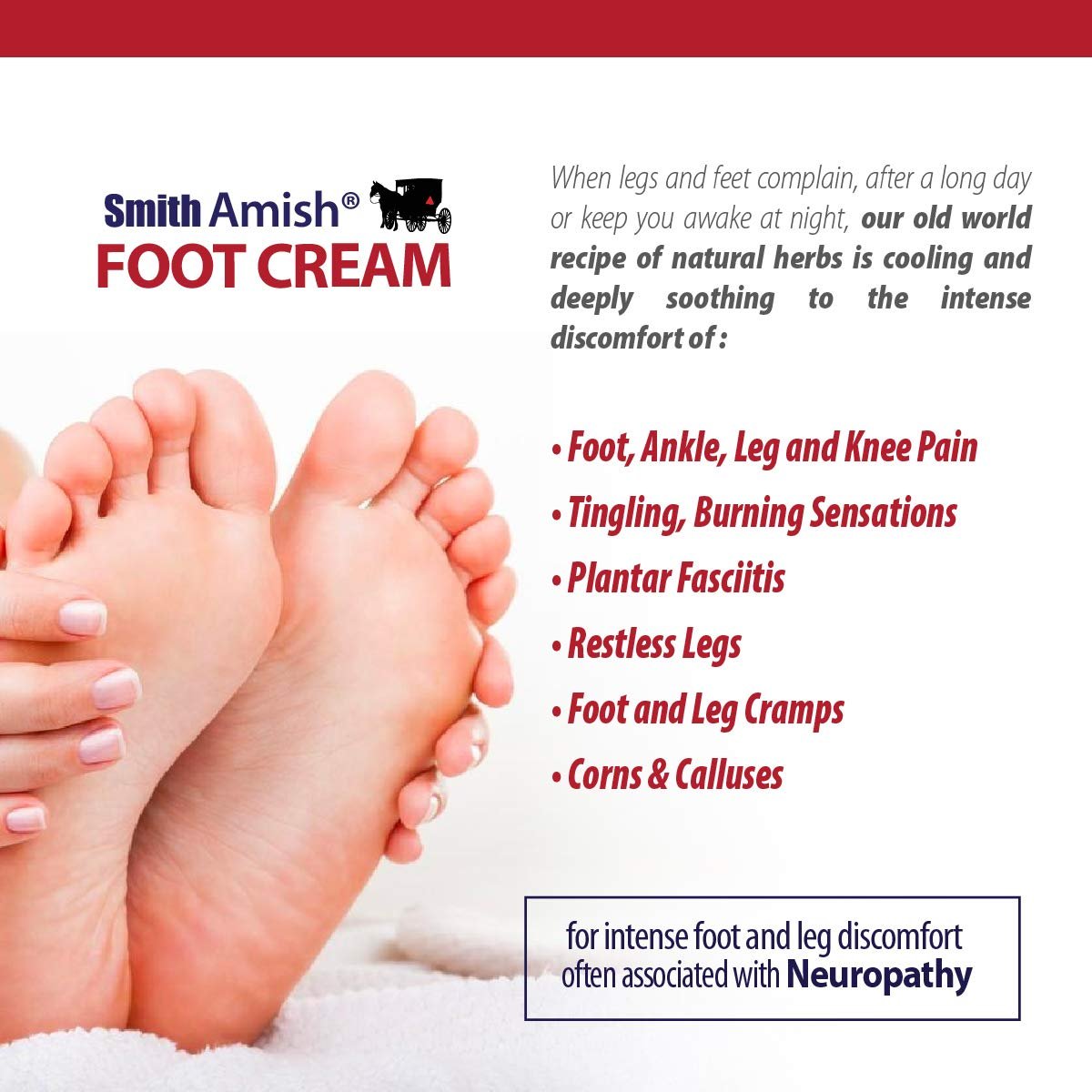Smith Amish Deep Soothing Foot Cream – Calming Moisturizer for Feet & Legs, 4.5 oz Avelisse