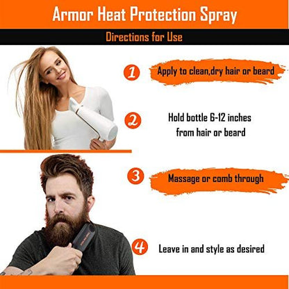Tame the Wild Beard Straightener with Heat Protectant - Argan Oil, Keratin & Aloe Fortified Spray for Men's Hair & Beard - Large 8.5 Fl Oz Bottle