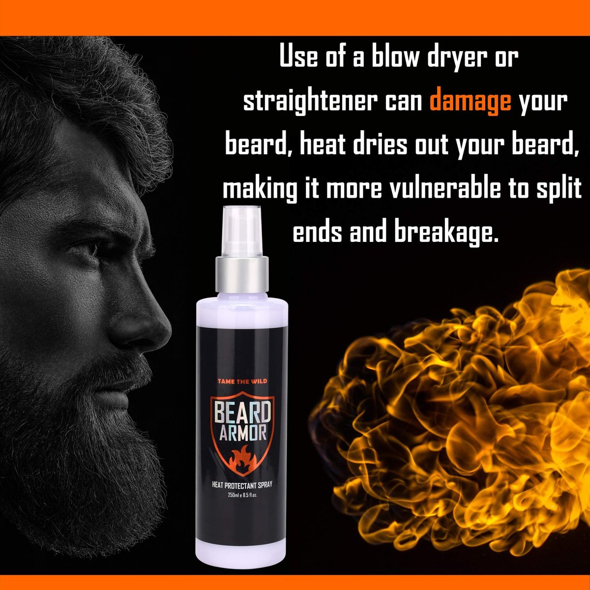 Tame the Wild Beard Straightener with Heat Protectant - Argan Oil, Keratin & Aloe Fortified Spray for Men's Hair & Beard - Large 8.5 Fl Oz Bottle - görsel 9
