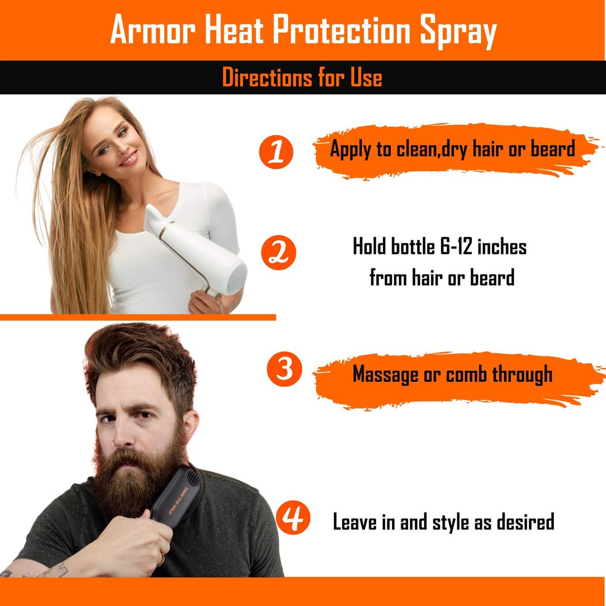 Tame the Wild Beard Straightener with Heat Protectant - Argan Oil, Keratin & Aloe Fortified Spray for Men's Hair & Beard - Large 8.5 Fl Oz Bottle - görsel 5