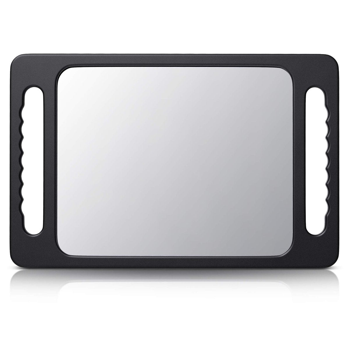 TASALON Unbreakable Hand Mirror with Double Handle - Large Handheld Barber Mirror for Hair and Beauty Salon, Durable Lightweight Haircut Mirror with Double Handgrip (Black, 15.8" x 10.2") Avelisse