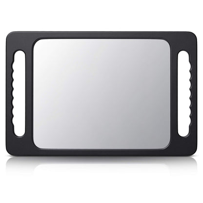 TASALON Unbreakable Hand Mirror with Double Handle - Large Handheld Barber Mirror for Hair and Beauty Salon, Durable Lightweight Haircut Mirror with Double Handgrip (Black, 15.8" x 10.2") Avelisse