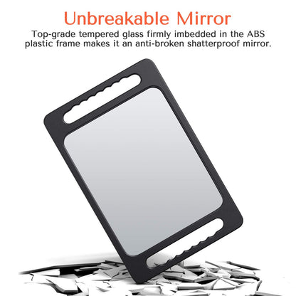 TASALON Unbreakable Hand Mirror with Double Handle - Large Handheld Barber Mirror for Hair and Beauty Salon, Durable Lightweight Haircut Mirror with Double Handgrip (Black, 15.8" x 10.2") Avelisse