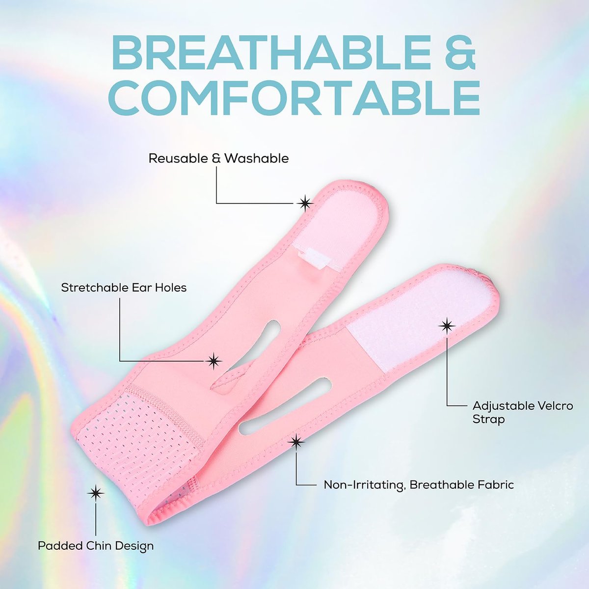 Venus Visage Face Lifting Strap for Jaw Line Definition - Reusable Chin Strap for Sleeping - Visually Sculpts Double Chin (Pink) Avelisse
