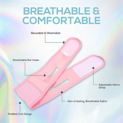 Venus Visage Face Lifting Strap for Jaw Line Definition - Reusable Chin Strap for Sleeping - Visually Sculpts Double Chin (Pink) Avelisse